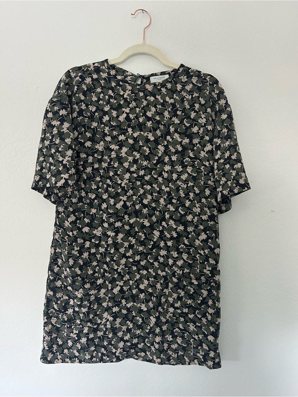 Equipment Print T-Shift Dress in Navy, Olive & Light Pink